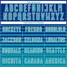 Загрузить изображение в средство просмотра галереи, Custom Royal Teal-White Gradient Pinstripe Sublimation Soccer Uniform Jersey