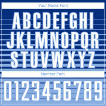 Laden Sie das Bild in den Galerie-Viewer, Custom Royal White-Light Blue Gradient Pinstripe Sublimation Soccer Uniform Jersey