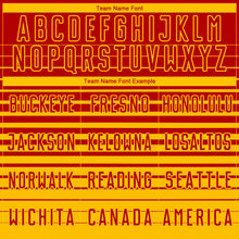 Laden Sie das Bild in den Galerie-Viewer, Custom Red Yellow Gradient Pinstripe Sublimation Soccer Uniform Jersey