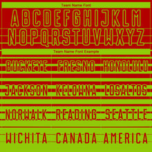 Charger l'image dans la galerie, Custom Red Neon Green Gradient Pinstripe Sublimation Soccer Uniform Jersey