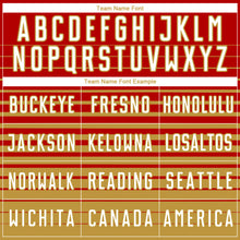 Загрузить изображение в средство просмотра галереи, Custom Red White-Old Gold Gradient Pinstripe Sublimation Soccer Uniform Jersey