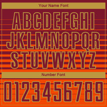 Laden Sie das Bild in den Galerie-Viewer, Custom Crimson Old Gold Gradient Pinstripe Sublimation Soccer Uniform Jersey