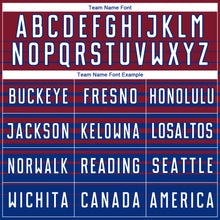 Laden Sie das Bild in den Galerie-Viewer, Custom Crimson White-Royal Gradient Pinstripe Sublimation Soccer Uniform Jersey