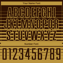 Laden Sie das Bild in den Galerie-Viewer, Custom Brown Old Gold Gradient Pinstripe Sublimation Soccer Uniform Jersey