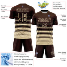 Загрузить изображение в средство просмотра галереи, Custom Brown Cream Gradient Pinstripe Sublimation Soccer Uniform Jersey