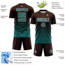 Charger l'image dans la galerie, Custom Brown Teal-White Gradient Pinstripe Sublimation Soccer Uniform Jersey