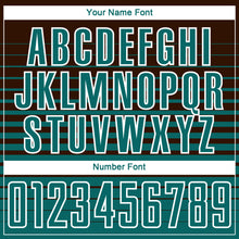 Charger l'image dans la galerie, Custom Brown Teal-White Gradient Pinstripe Sublimation Soccer Uniform Jersey