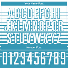 Laden Sie das Bild in den Galerie-Viewer, Custom White Panther Blue Gradient Pinstripe Sublimation Soccer Uniform Jersey