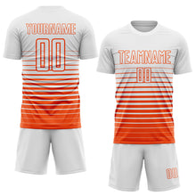 Charger l'image dans la galerie, Custom White Orange Gradient Pinstripe Sublimation Soccer Uniform Jersey