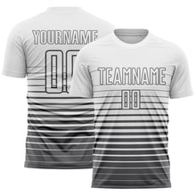 Charger l'image dans la galerie, Custom White Steel Gray Gradient Pinstripe Sublimation Soccer Uniform Jersey