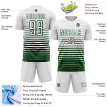Load image into Gallery viewer, Custom White Green Gradient Pinstripe Sublimation Soccer Uniform Jersey