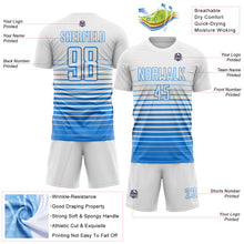 Charger l'image dans la galerie, Custom White Powder Blue Gradient Pinstripe Sublimation Soccer Uniform Jersey