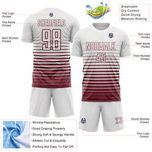 Charger l'image dans la galerie, Custom White Burgundy Gradient Pinstripe Sublimation Soccer Uniform Jersey