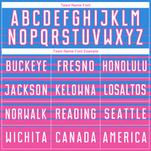 Charger l'image dans la galerie, Custom Powder Blue White-Pink Gradient Pinstripe Sublimation Soccer Uniform Jersey