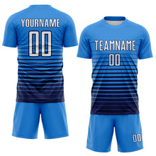 Charger l'image dans la galerie, Custom Powder Blue White-Navy Gradient Pinstripe Sublimation Soccer Uniform Jersey