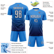 Charger l'image dans la galerie, Custom Powder Blue White-Navy Gradient Pinstripe Sublimation Soccer Uniform Jersey