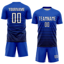 Загрузить изображение в средство просмотра галереи, Custom Thunder Blue White-Navy Gradient Pinstripe Sublimation Soccer Uniform Jersey
