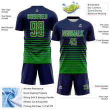 Загрузить изображение в средство просмотра галереи, Custom Navy Grass Green-Cream Gradient Pinstripe Sublimation Soccer Uniform Jersey