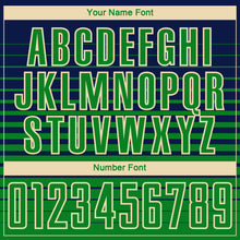 Загрузить изображение в средство просмотра галереи, Custom Navy Grass Green-Cream Gradient Pinstripe Sublimation Soccer Uniform Jersey