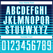 Load image into Gallery viewer, Custom Navy White-Lakes Blue Gradient Pinstripe Sublimation Soccer Uniform Jersey