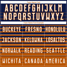 Charger l'image dans la galerie, Custom Navy White-Bay Orange Gradient Pinstripe Sublimation Soccer Uniform Jersey