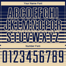 Загрузить изображение в средство просмотра галереи, Custom Navy Cream Gradient Pinstripe Sublimation Soccer Uniform Jersey