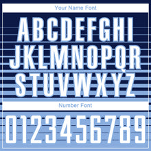 Load image into Gallery viewer, Custom Navy White-Light Blue Gradient Pinstripe Sublimation Soccer Uniform Jersey