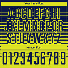 Загрузить изображение в средство просмотра галереи, Custom Navy Neon Yellow Gradient Pinstripe Sublimation Soccer Uniform Jersey