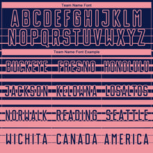 Загрузить изображение в средство просмотра галереи, Custom Navy Medium Pink Gradient Pinstripe Sublimation Soccer Uniform Jersey