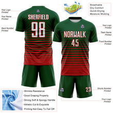 Laden Sie das Bild in den Galerie-Viewer, Custom Green White-Red Gradient Pinstripe Sublimation Soccer Uniform Jersey