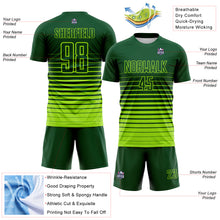 Load image into Gallery viewer, Custom Green Neon Green Gradient Pinstripe Sublimation Soccer Uniform Jersey