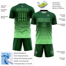 Load image into Gallery viewer, Custom Green Pea Green Gradient Pinstripe Sublimation Soccer Uniform Jersey