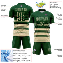 Load image into Gallery viewer, Custom Green Cream Gradient Pinstripe Sublimation Soccer Uniform Jersey