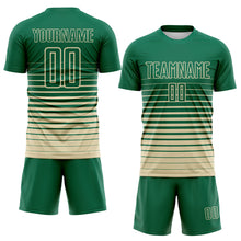 Load image into Gallery viewer, Custom Kelly Green Cream Gradient Pinstripe Sublimation Soccer Uniform Jersey
