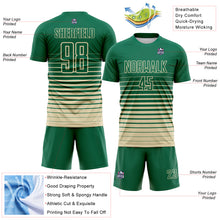 Load image into Gallery viewer, Custom Kelly Green Cream Gradient Pinstripe Sublimation Soccer Uniform Jersey