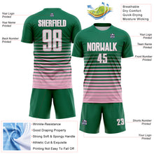 Загрузить изображение в средство просмотра галереи, Custom Kelly Green White-Light Pink Gradient Pinstripe Sublimation Soccer Uniform Jersey