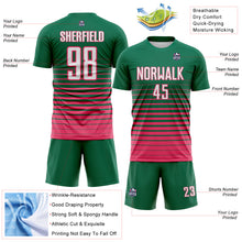 Загрузить изображение в средство просмотра галереи, Custom Kelly Green White-Neon Pink Gradient Pinstripe Sublimation Soccer Uniform Jersey