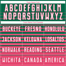 Загрузить изображение в средство просмотра галереи, Custom Kelly Green White-Neon Pink Gradient Pinstripe Sublimation Soccer Uniform Jersey