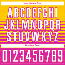 Charger l'image dans la galerie, Custom Yellow White-Deep Pink Gradient Pinstripe Sublimation Soccer Uniform Jersey