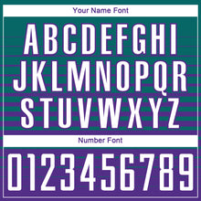 Загрузить изображение в средство просмотра галереи, Custom Teal White-Purple Gradient Pinstripe Sublimation Soccer Uniform Jersey