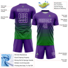 Загрузить изображение в средство просмотра галереи, Custom Purple White-Grass Green Gradient Pinstripe Sublimation Soccer Uniform Jersey