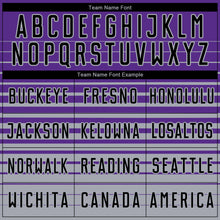 Laden Sie das Bild in den Galerie-Viewer, Custom Purple Black-Gray Gradient Pinstripe Sublimation Soccer Uniform Jersey