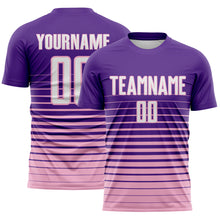 Charger l'image dans la galerie, Custom Purple White-Light Pink Gradient Pinstripe Sublimation Soccer Uniform Jersey