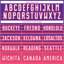 Загрузить изображение в средство просмотра галереи, Custom Purple White-Neon Pink Gradient Pinstripe Sublimation Soccer Uniform Jersey