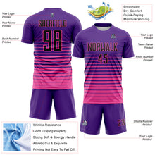 Charger l'image dans la galerie, Custom Purple Black-Pink Gradient Pinstripe Sublimation Soccer Uniform Jersey