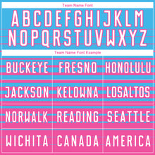 Load image into Gallery viewer, Custom Sky Blue White-Pink Gradient Pinstripe Sublimation Soccer Uniform Jersey