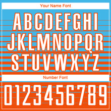 Load image into Gallery viewer, Custom Sky Blue White-Orange Gradient Pinstripe Sublimation Soccer Uniform Jersey