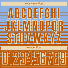 Load image into Gallery viewer, Custom Light Blue Bay Orange-Cream Gradient Pinstripe Sublimation Soccer Uniform Jersey
