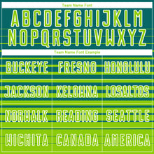 Загрузить изображение в средство просмотра галереи, Custom Teal Neon Green-White Gradient Pinstripe Sublimation Soccer Uniform Jersey