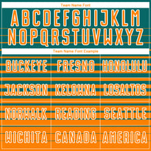 Загрузить изображение в средство просмотра галереи, Custom Teal Bay Orange-White Gradient Pinstripe Sublimation Soccer Uniform Jersey